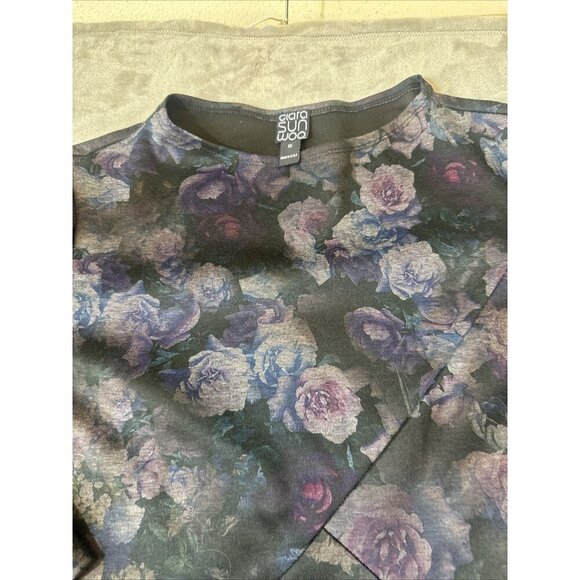 Women’s Clara Sun Woo Floral Dress Dark Purple Black 2 Pockets Plus 1X - Picture 7 of 16